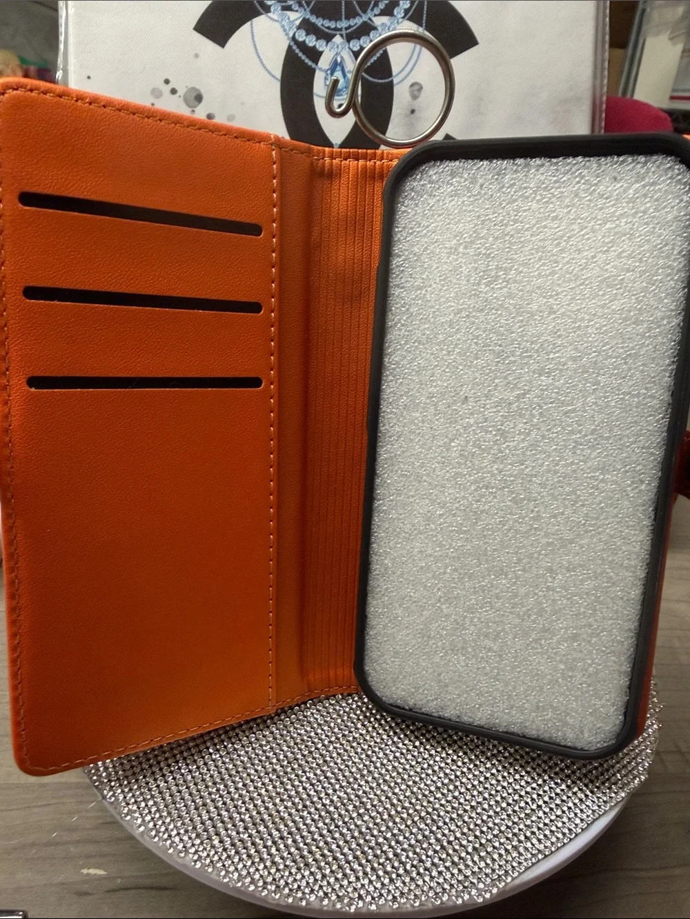 Orange Wallet Phone Case with Card Slots fits 17pro